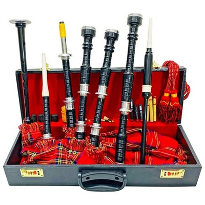 Great Scottish Highland Silver Mounts Royal Stewart Rosewood Black Bagpipes