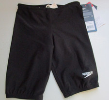 New Speedo Jammer Black Sz 6 UPF 50 Boys Nylon Spandex Polyester Inside Drawstr