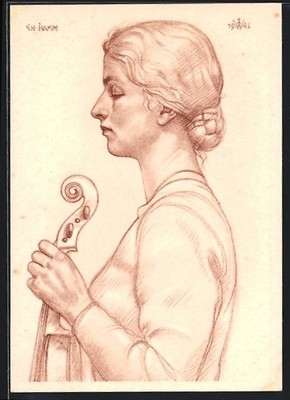 Artist postcard Willrich: German portrait, a violinist from Baden 