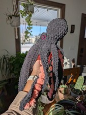 Black Pink Handmade Amigurumi Crocheted Anchor the Octopus Mini Version