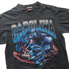 Vtg 90s Carolina Panthers NFL Football Basic Black T shirt Heavy Cotton HN4390