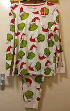The Grinch Ladies Pyjamas Set Long Sleeves & Cuffed Pant Size 16-18/EU 44-46 New