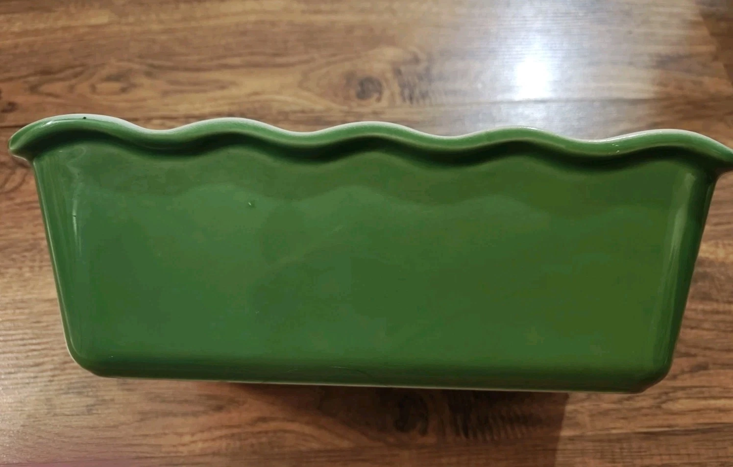 Emile Henry France Green Ruffled Ceramic Loaf Pan Ramekin Baking Dish #6164