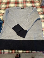 100% Cashmere Charter Club Luxury Ribbed Color Blocked Vents Sweater Women’s (M)