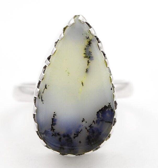 Natural Winter Dendrite Opal 925 Solid Sterling Silver Ring Jewelry Sz 9 @19-9