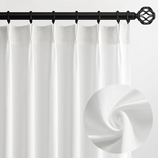 Pinch Pleated 92 Inch Curtains 2 Panels for Living Room Cream Linen Curtains 92