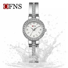 Exquisite diamond studded dial, hollowed out wristband, quartz women's watch