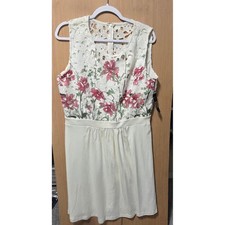 New York & Company Dress Size 16 White Floral Lace Sleeveless Midi Lined Party