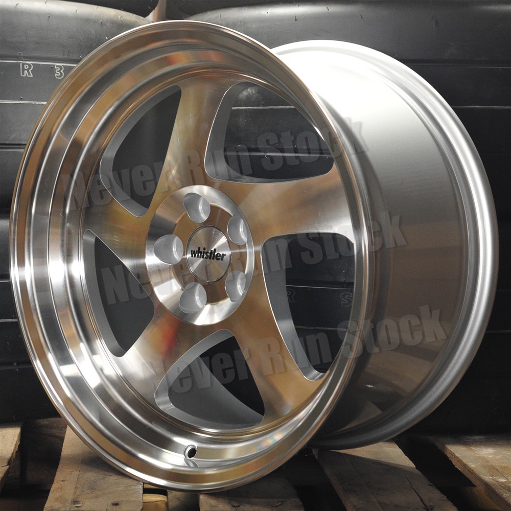 WHISTLER KR1 18x9.5 5x100 35 OFFSET SILVER MACHINE LIP 5 SPOKE