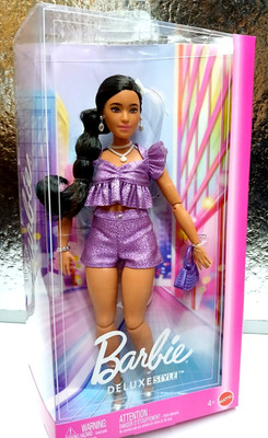 Barbie Deluxe Style JFP43 Black Hair mit Top Lila Metallic