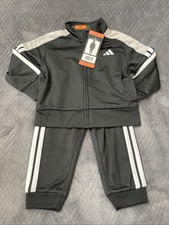 NEW Boy's Adidas 2 Piece Tracksuit Jacket and Pants Set Black Size 2T