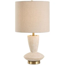 Uttermost 30577-1 Doreyn Table Lamp Textured Aged Ivory and Antique Brass