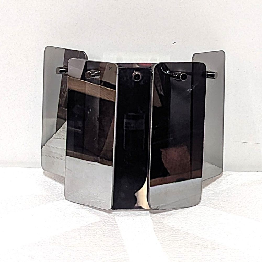 Litecraft  Smoke Tinted Glass Panelled Wall Light - Black Chrome Clearance