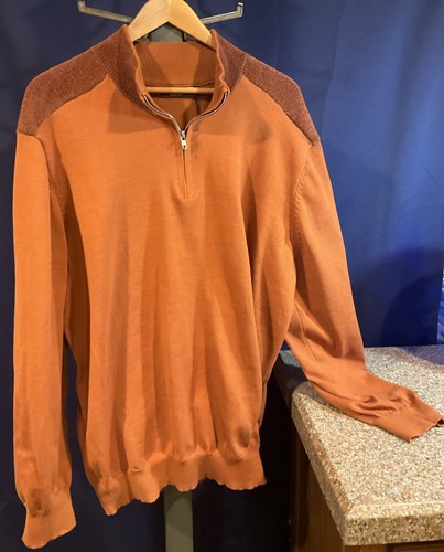 New PJ PAUL JONES 1/4 ZIP PULLOVER SWEATER Orange MENS SIZE 2XL NWOT