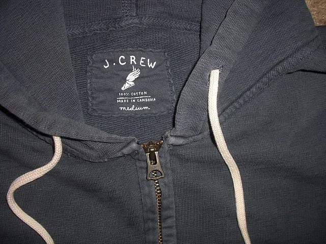 J. CREW Sudadera con Capucha Azul Gruesa Algodón Puro Cremallera Completa Hombre Mediana Foto 4 de 4