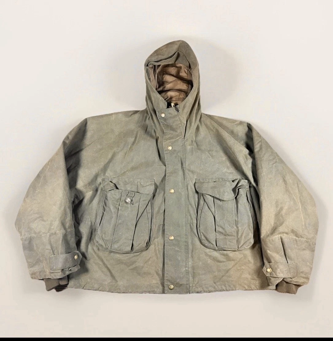 CC Filson Jacket Adult XL Green Style 1437 Wax Wading Fly Fish Hunting Hood Men