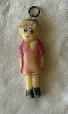 Vintage Cracker Jack Celluloid Girl Gumball Charm FAS Japan 1940s