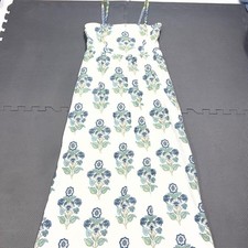 Japna Womens Floral Sleeveless Maxi Dress White & Blue Cotton S