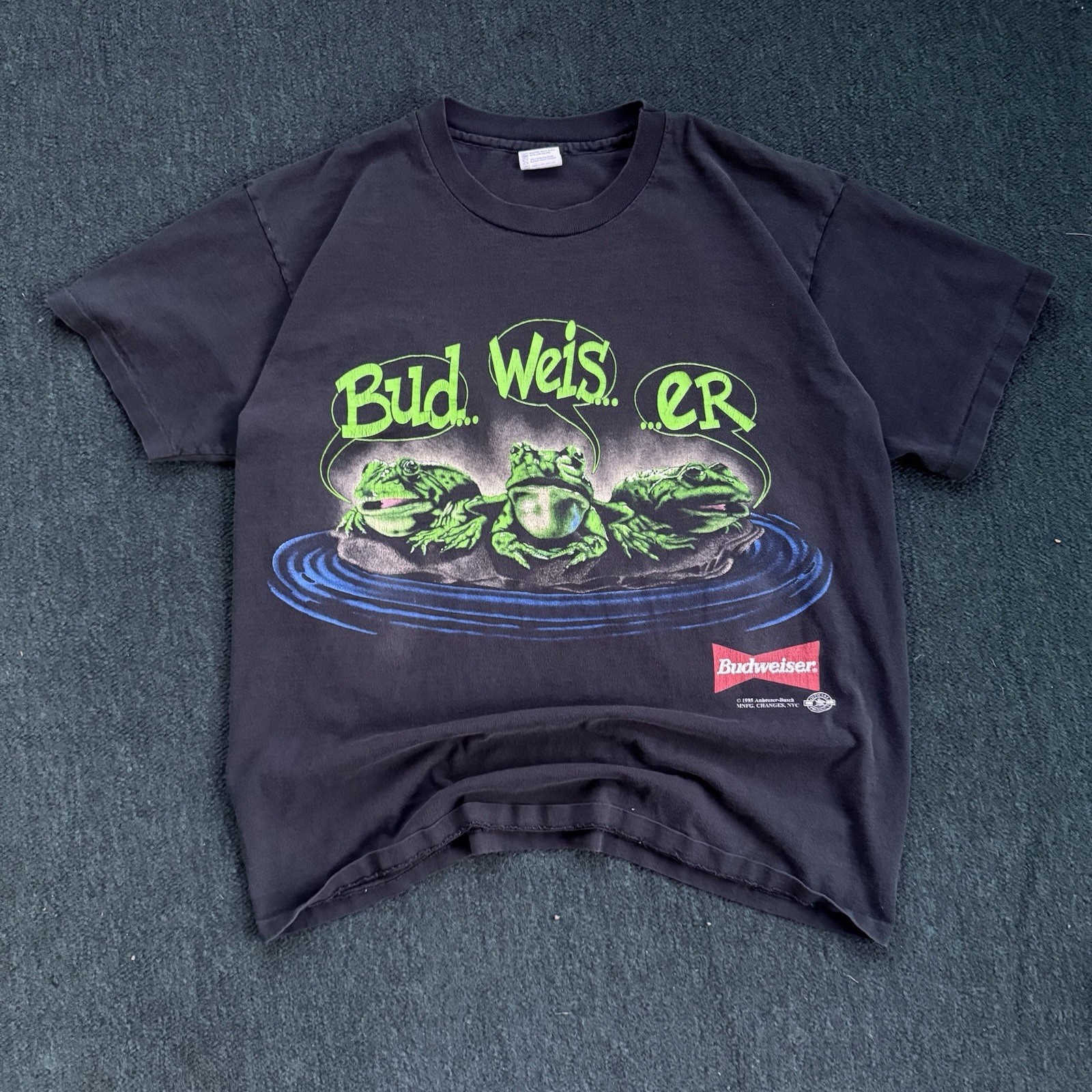 Vintage 1995 Budweiser Frogs T-shirt Single Stitch Size XL