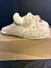 NEW Dearfoams Holiday Reindeer Memory Foam Scuff Slipper Women's Small 7-8