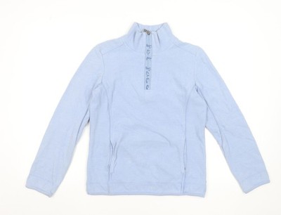 Bleiben Sie gemütlich und stilvoll mit diesem schönen Fat Face Damenpullover hellblau 1/4-Reißverschluss