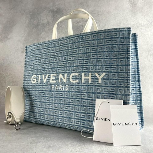 Givenchy G-Tote Denim 2Way Bag Blue Canvas Large Capacity Authentic Excellent
