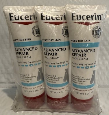 Eucerin Advanced Repair Foot Cream 3oz ( Lot of 3 ) New  