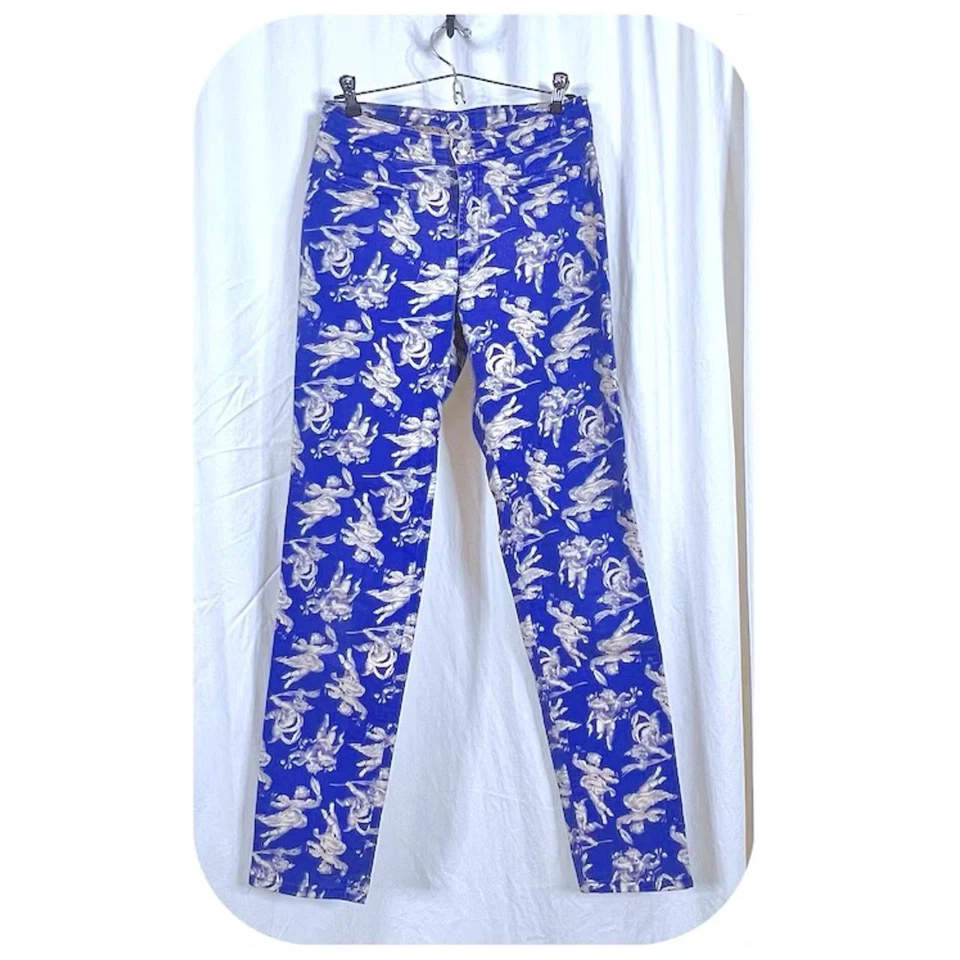 Jeans Mujer De Colección Años 90 Renacimiento Itaglio Estampado Ángel Banda Hechos en España Talla 32 Foto 2 de 4