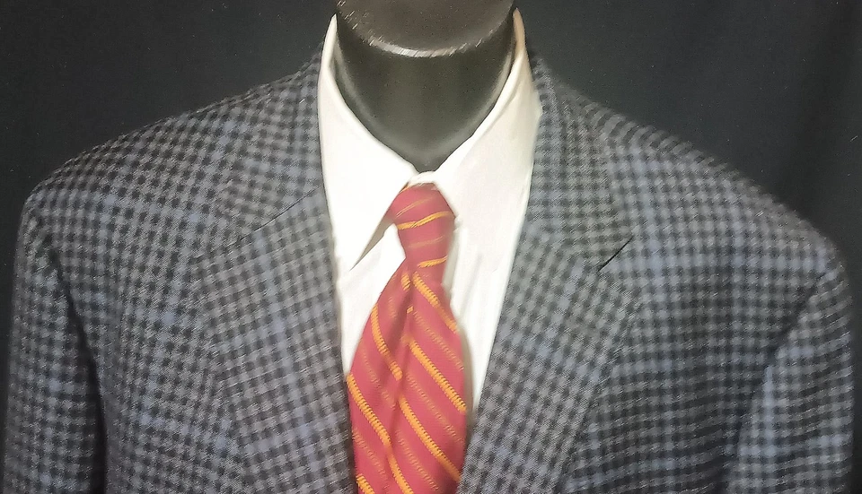 Abrigo deportivo Hickey Freeman Current etiqueta dorada 56R impresionante cuadros azules Foto 2 de 4