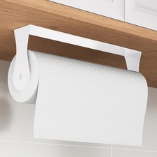 Towel Holder Under Cabinet, White Kitchen Decor, Wall Mount, White Towel Hold...