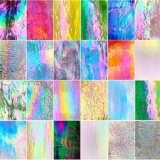 24 Sheets Iridescent Stained Glass Variety Pack, 4 X 6 inch Cathedral Art Gla...