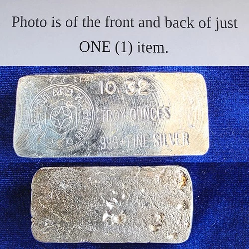 Vintage Hoffman And Hoffman 10.32 Troy Oz 999 Fine Silver Hand Poured Loaf Bar