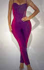 Women’s XS Purple/Pink Colorblock Sweetheart Neck Sleeveless Skinny Jumpsuit — photo 1
