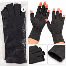 Dark Gray Fingerless Gloves Size Small Soft Lightweight Full Finger Length