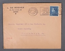 MayfairStamps Belgium 1938 L De Roover Antwerp to Pittsburgh PA Cover aaw_80565