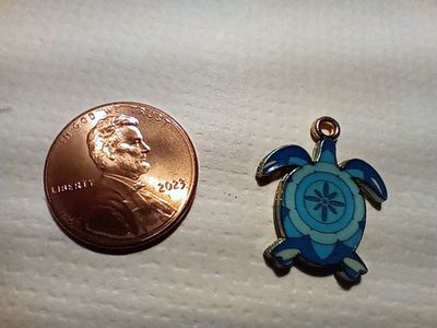 #ad #ad Tiny Enameled Metal Turtles Gold Tone Turquoise Enamel Finish 16mm x 17mm A 3 $3.97