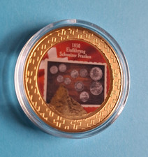 Historia Szwajcarii - 1850 Einf. Frank szwajcarski - medal miedziany pozłacany