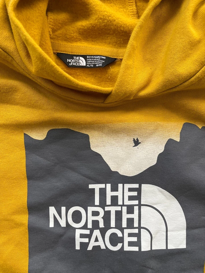 THE NORTH FACE Boy’s XL 18-20 Pullover Graphic Hooded Sweatshirt/Hoodie Mustard - Image 3 of 4