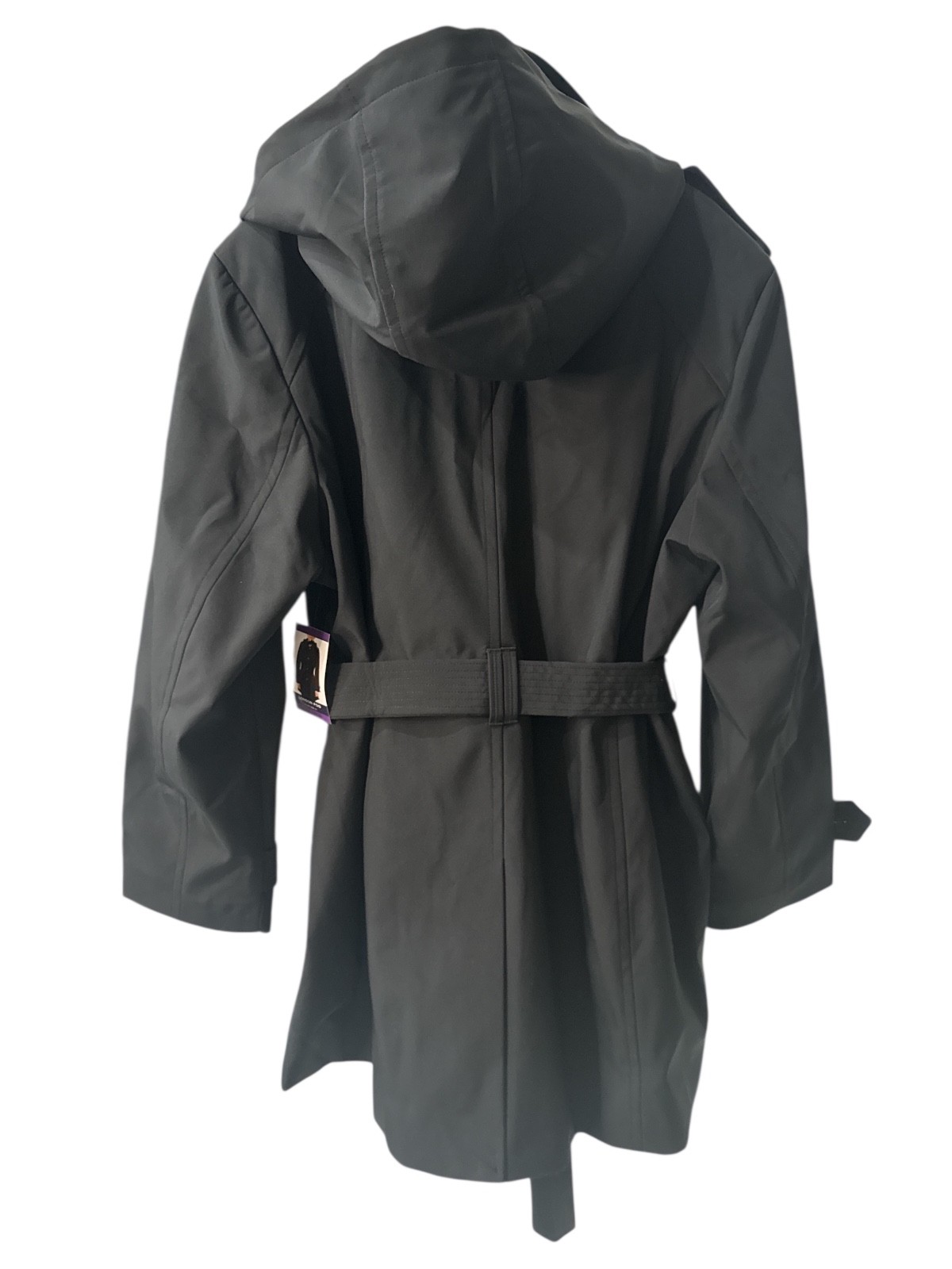 London Fog Women’s Black Trench Coat XXL Belted Button Front Classic Style NEW