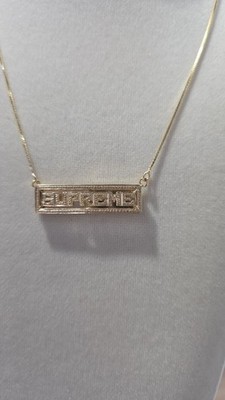 SS20 Supreme Namensschild 14K Gold Anhänger + Kette gelb Halskette gestempelt Logo