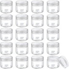 20 Pieces round Pot Jars Plastic Cosmetic Containers Set with Lid for Liquid Cre