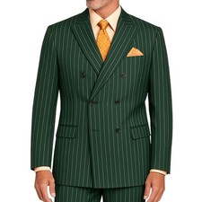 BIG  TALL Men's Green Pinstripe Double-Breasted Reg-Fit Suit w/ Adj Waist NWT