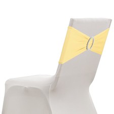 10 Pack Chair Sashes, Stretch Chair Cover Band Bows Cover Band, Ginger Yellow