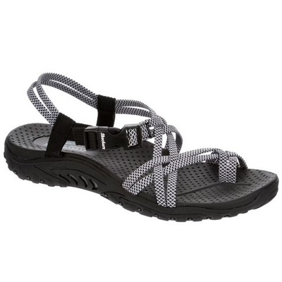 Skechers Reggae Irie Mon Outdoor Black White Strappy Sandals Trek Hiking Size 8