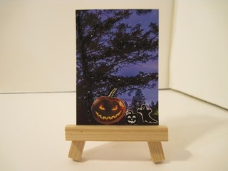 ACEO twilight scene Original Collage Art Mixed Media outsider naïve