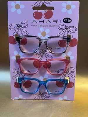 TAHARI PREMIUM 3-PACK  READING GLASSES READERS +2.50 NEW on CARD 