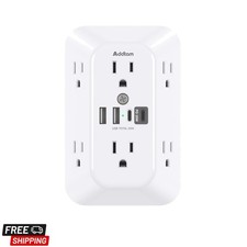 Surge Protector Outlet Extender, 6-Outlet Splitter with 4 USB Wall ChargerPD ...