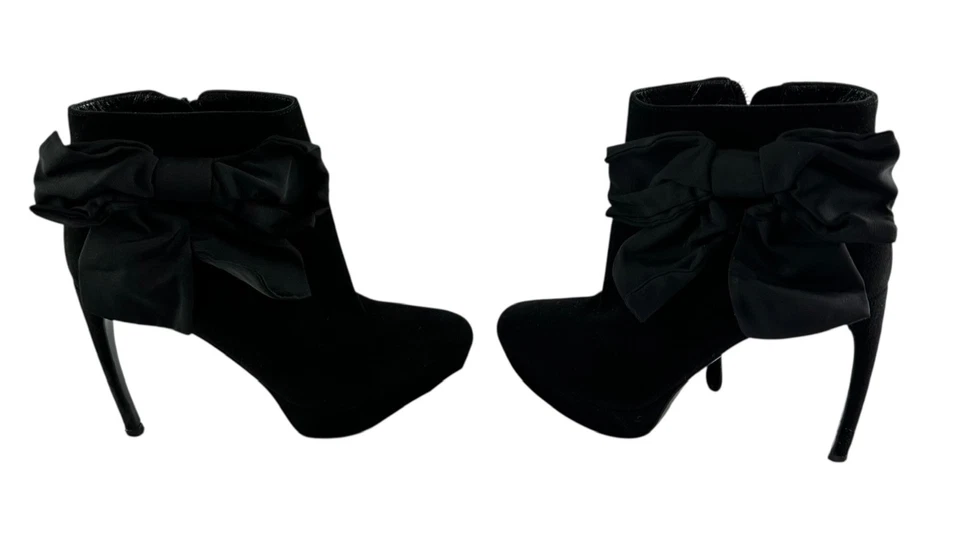 Botines Alexander McQueen genuinos de gamuza negra con lazo talla 37 7 Foto 4 de 4