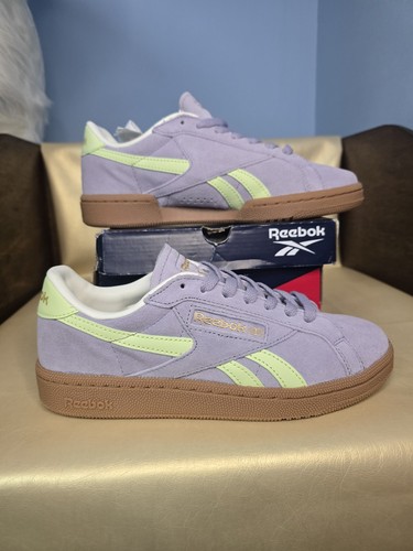 Size W7 - Reebok Club C Grounds UK Dusk Purple Astro Lime NWB Missing Lid