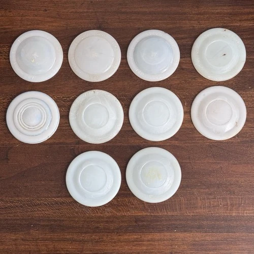 Lot of 10 Vtg Milk Glass Inserts Zinc Boyd's Hazel Atlas Mason Canning Jar Lids